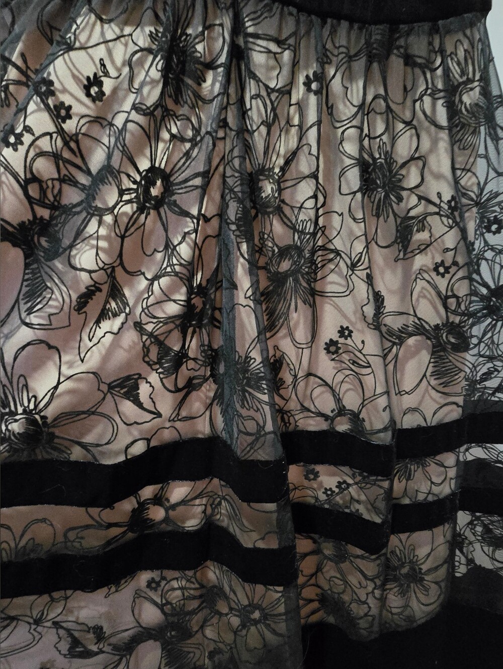 Taylor Black Floral Lace Midi Dress with Nude Underlay - Picture 6 of 16